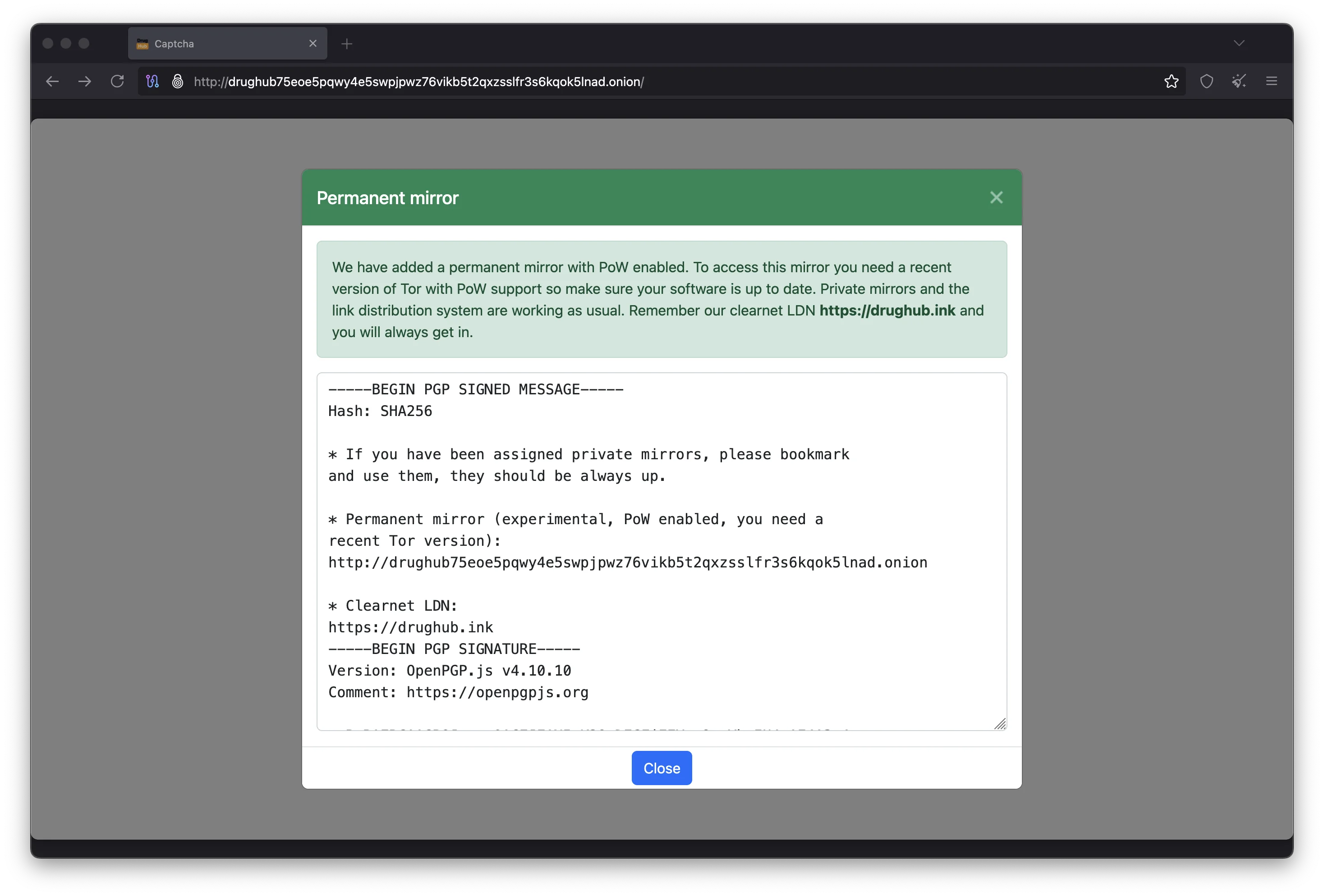 DrugHub Market 4096-bit PGP passwordless login authentication interface 2026